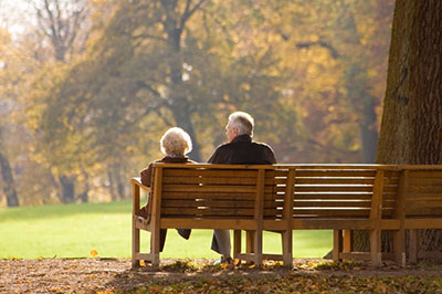 elderly couple enjoying social security